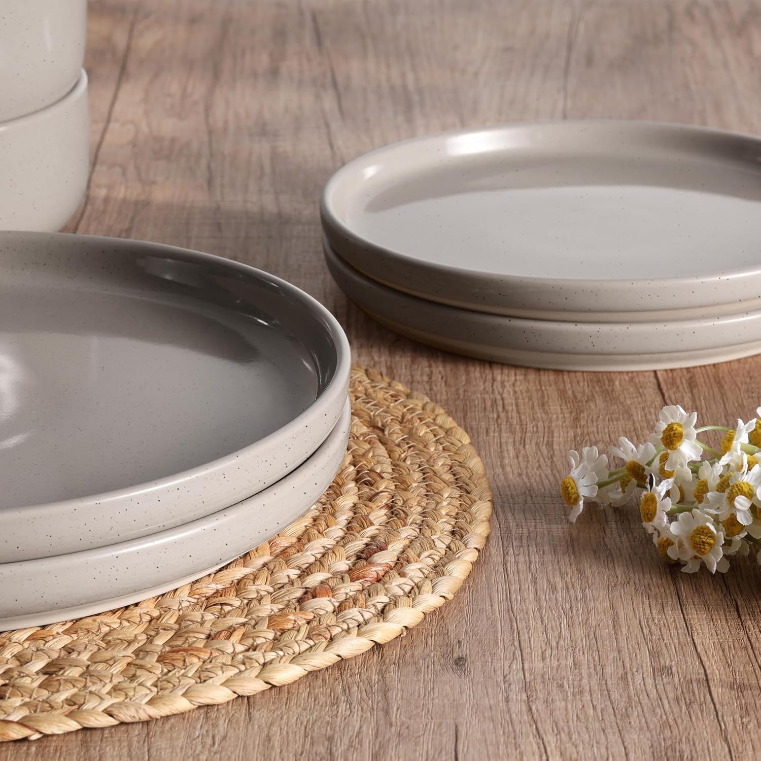 Handcrafted Speckled Cream Stoneware Dinnerware Set