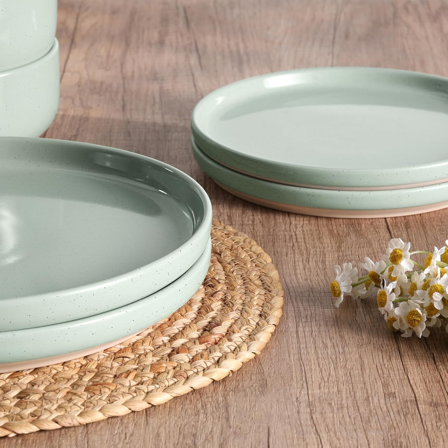 Handcrafted Speckled Cream Stoneware Dinnerware Set