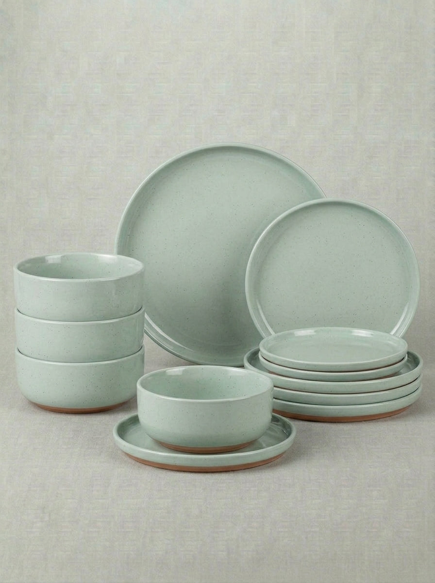 Handcrafted Speckled Cream Stoneware Dinnerware Set