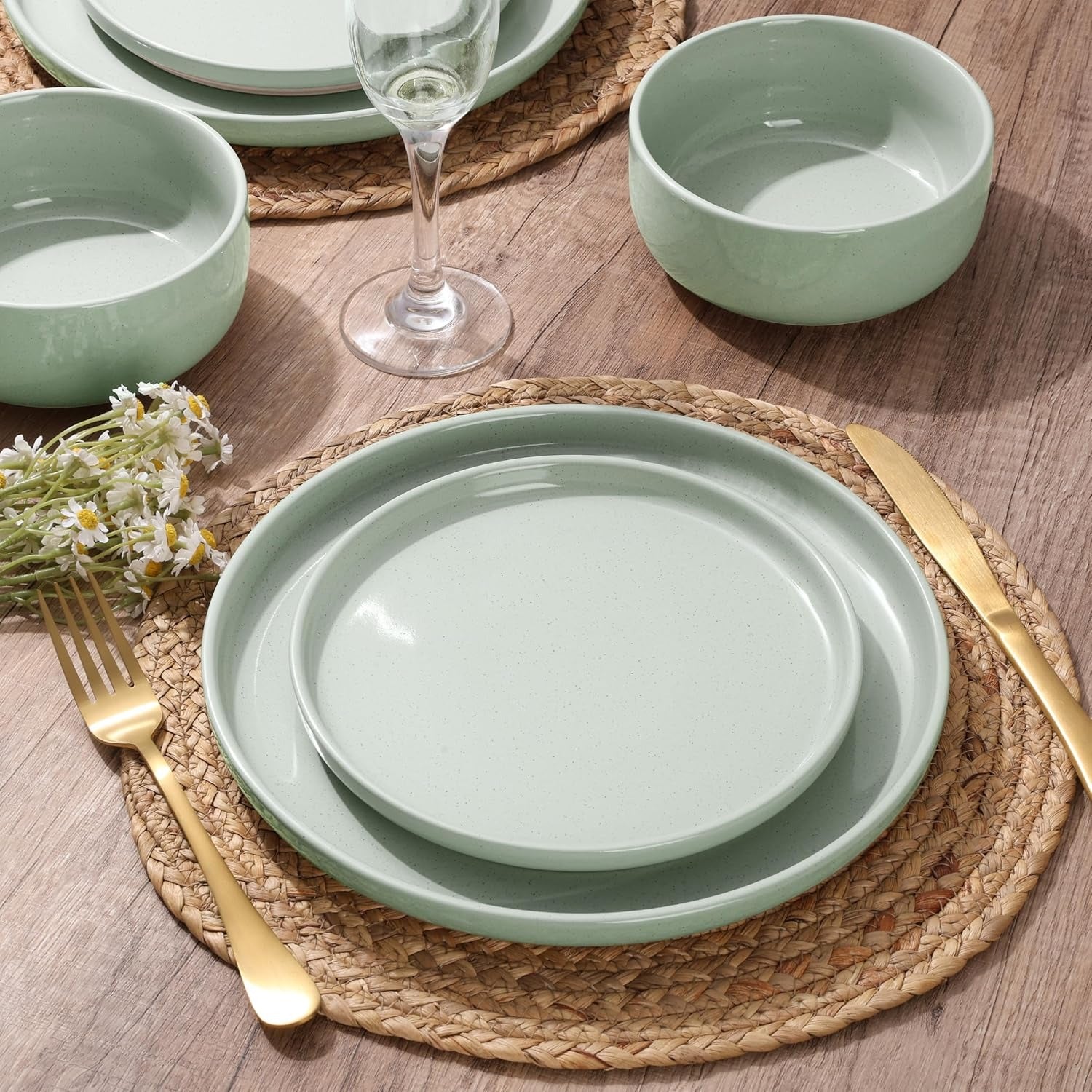 Handcrafted Speckled Cream Stoneware Dinnerware Set