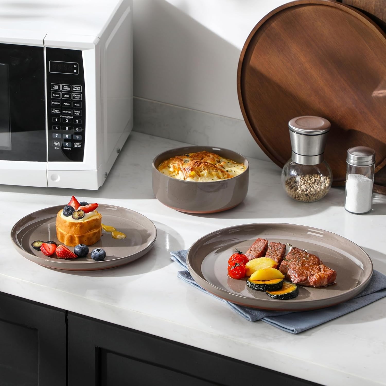 Modern Speckled Finish Brown Stoneware Dinnerware Set