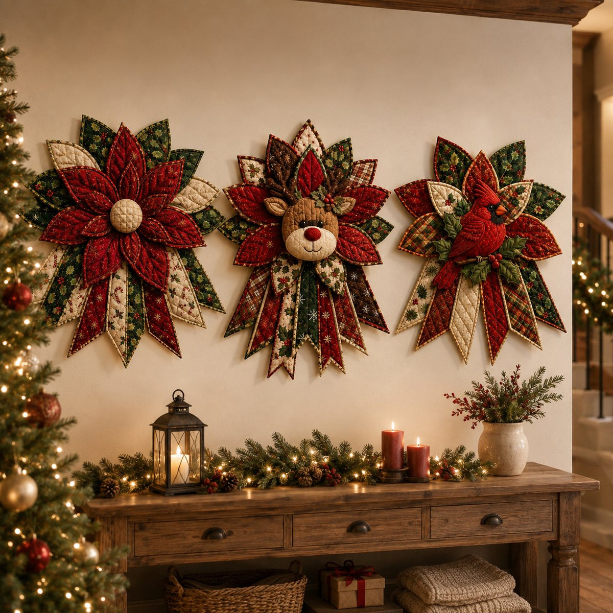 Festive Quilted Christmas Door Hanging DIY Sewing Kit