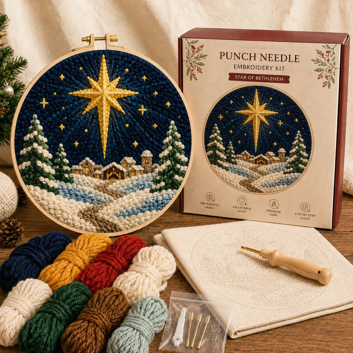 Beginner-Friendly Christmas Punch Needle DIY Kit