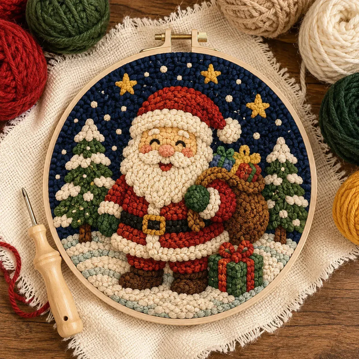 Beginner-Friendly Christmas Punch Needle DIY Kit
