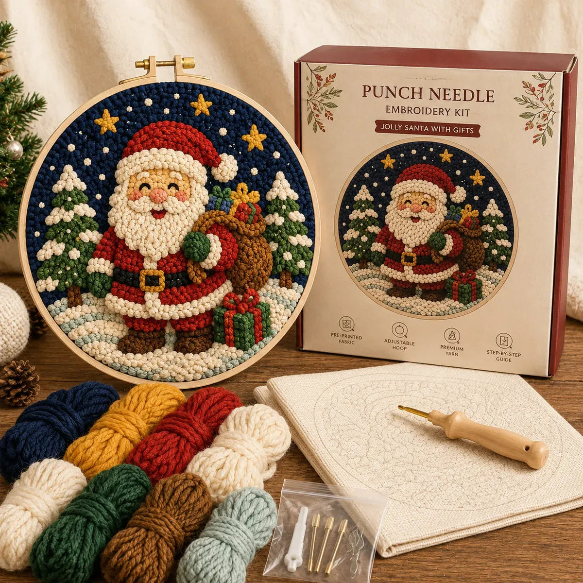 Beginner-Friendly Christmas Punch Needle DIY Kit