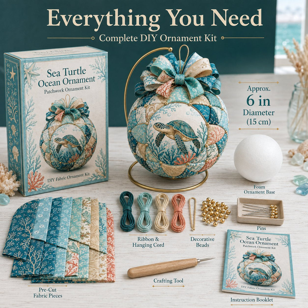 Beginner-Friendly DIY Ocean Treasures Patchwork Ornament Kit Collection