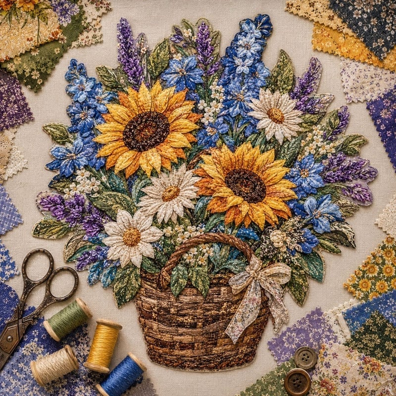 Premium Floral Basket Patchwork DIY Kit