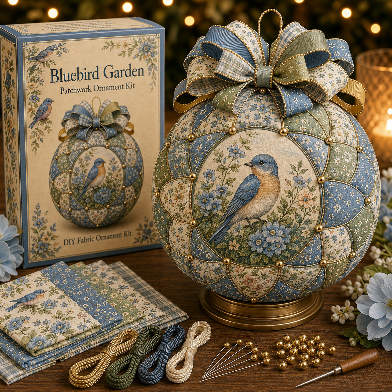 Garden & Birds Patchwork Ornament DIY Kit