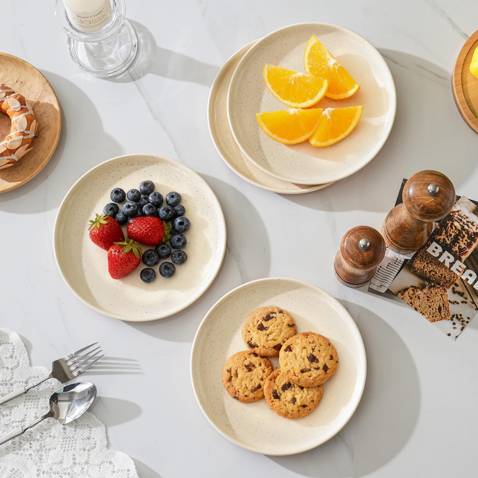 10.25" Ceramic Dinner Plates Set of 4 – Speckled Stoneware Plates