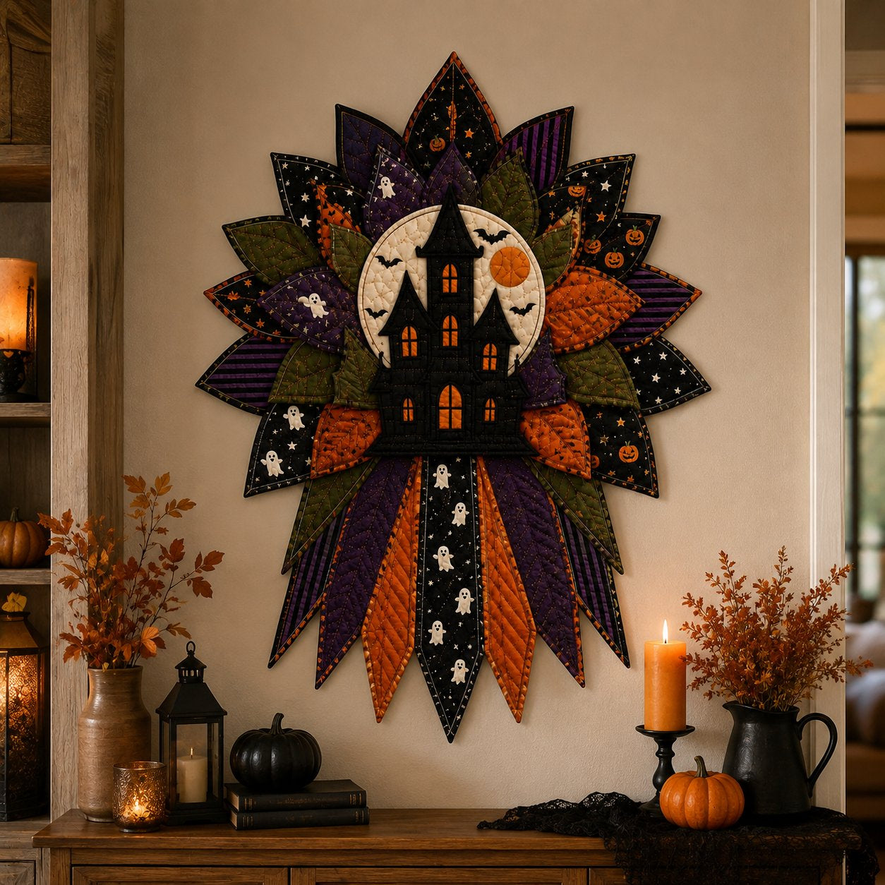 DIY Quilted Halloween Pumpkin Door Hanger Kit
