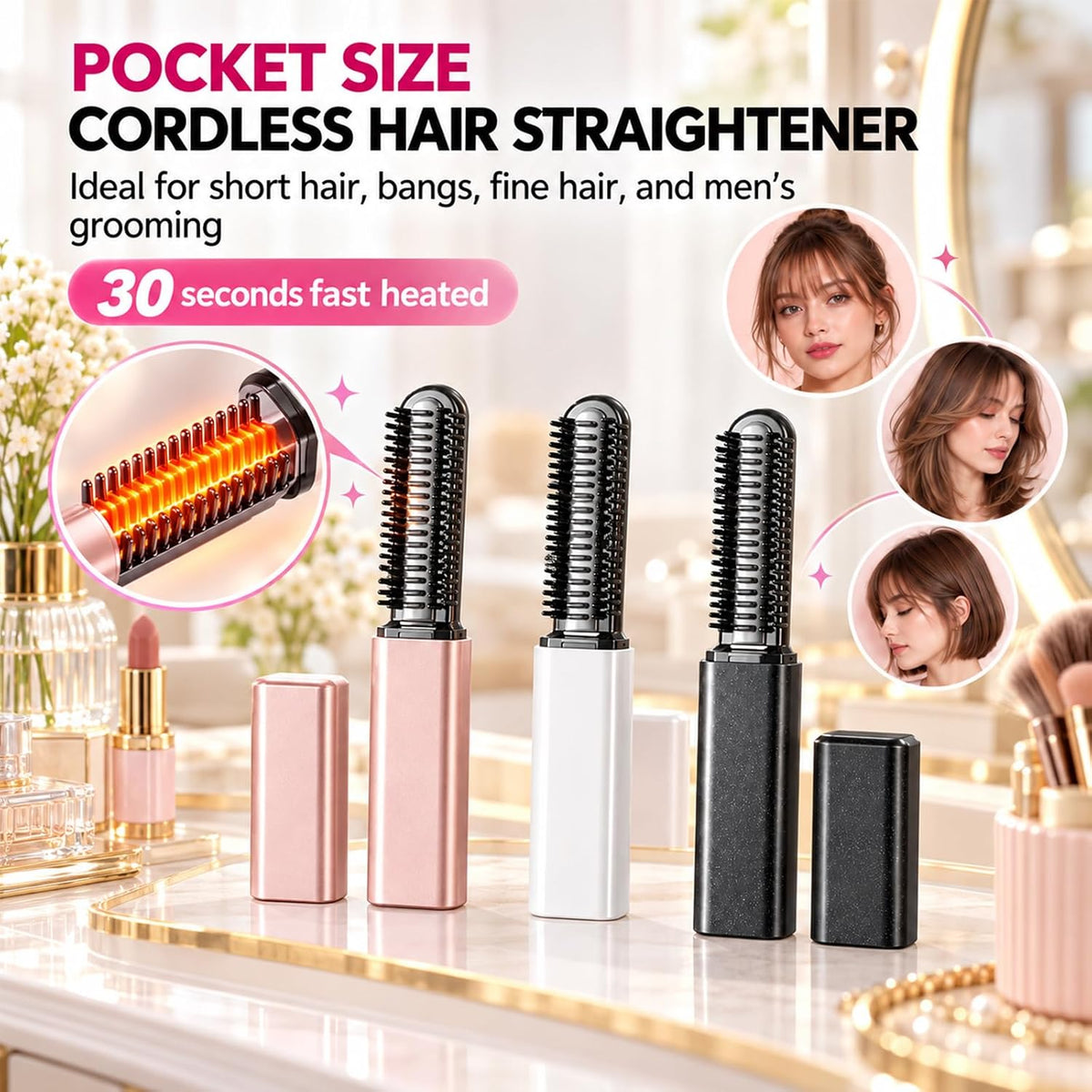 Portable Cordless Mini Hair Straightener Comb