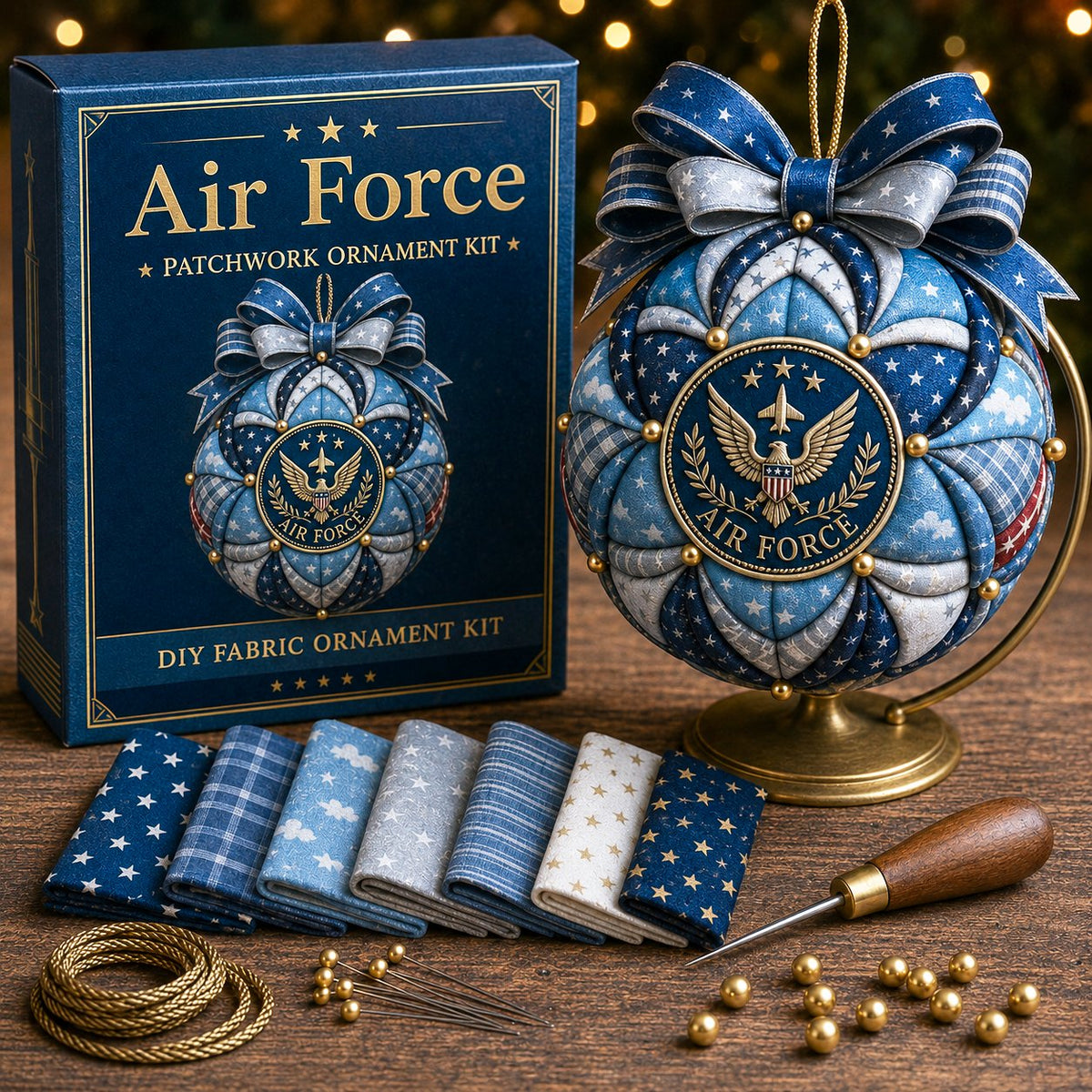 Patriotic & Military Tribute Patchwork Ornament DIY Kit