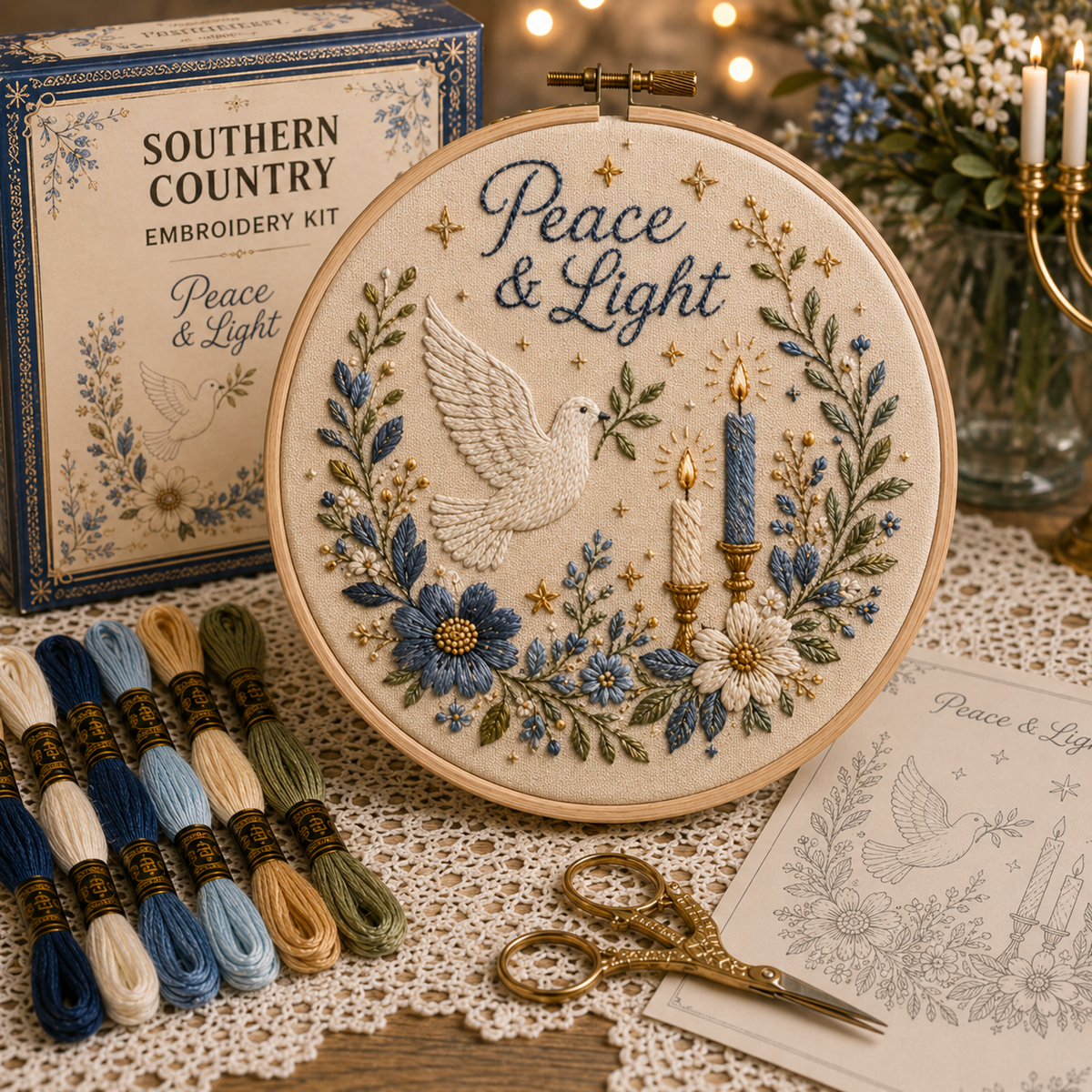 Hanukkah DIY Embroidery Kit – Beautiful Festival of Lights Designs