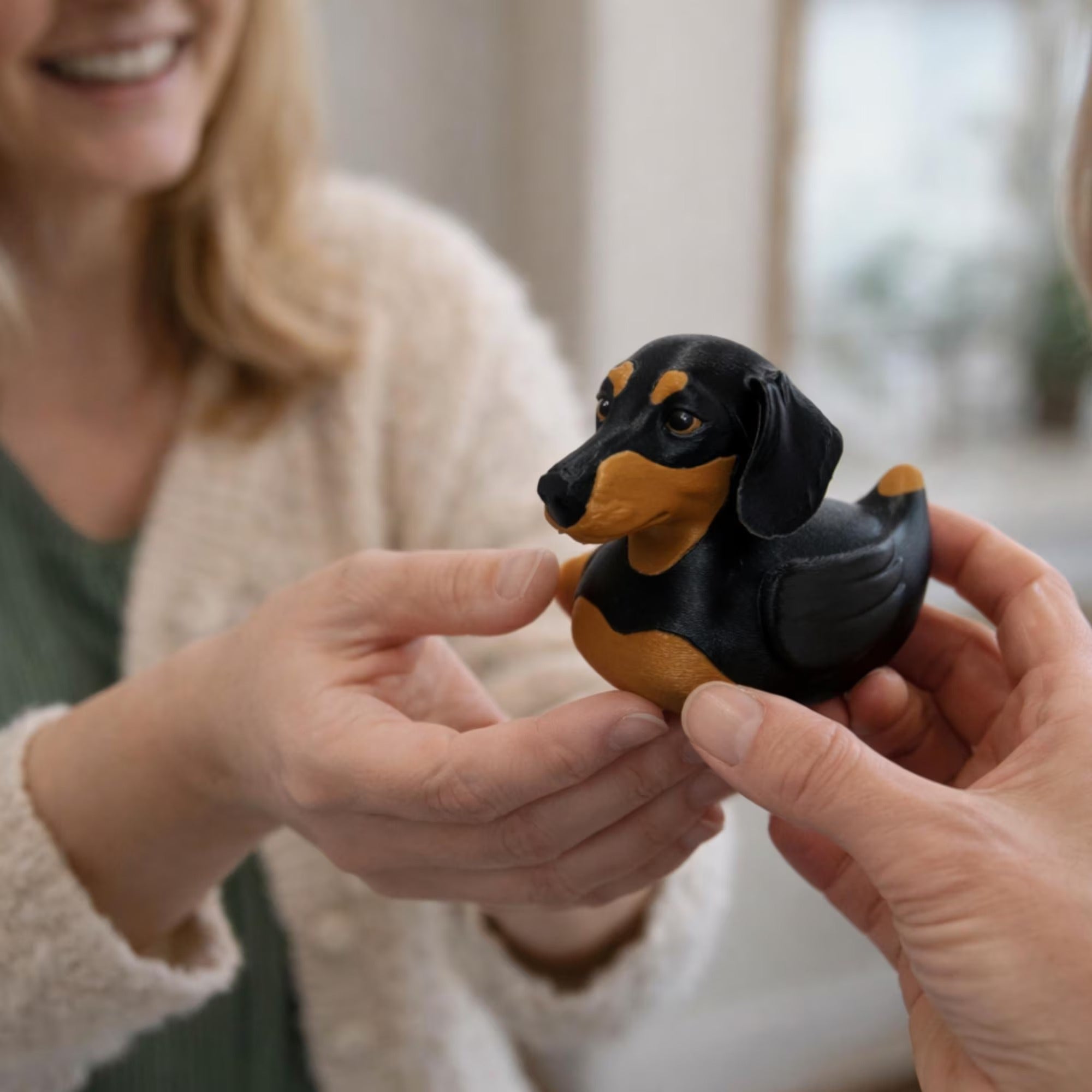 Dachshund Duck Figurine – Cute Doxie Rubber Duck Mashup Ornament