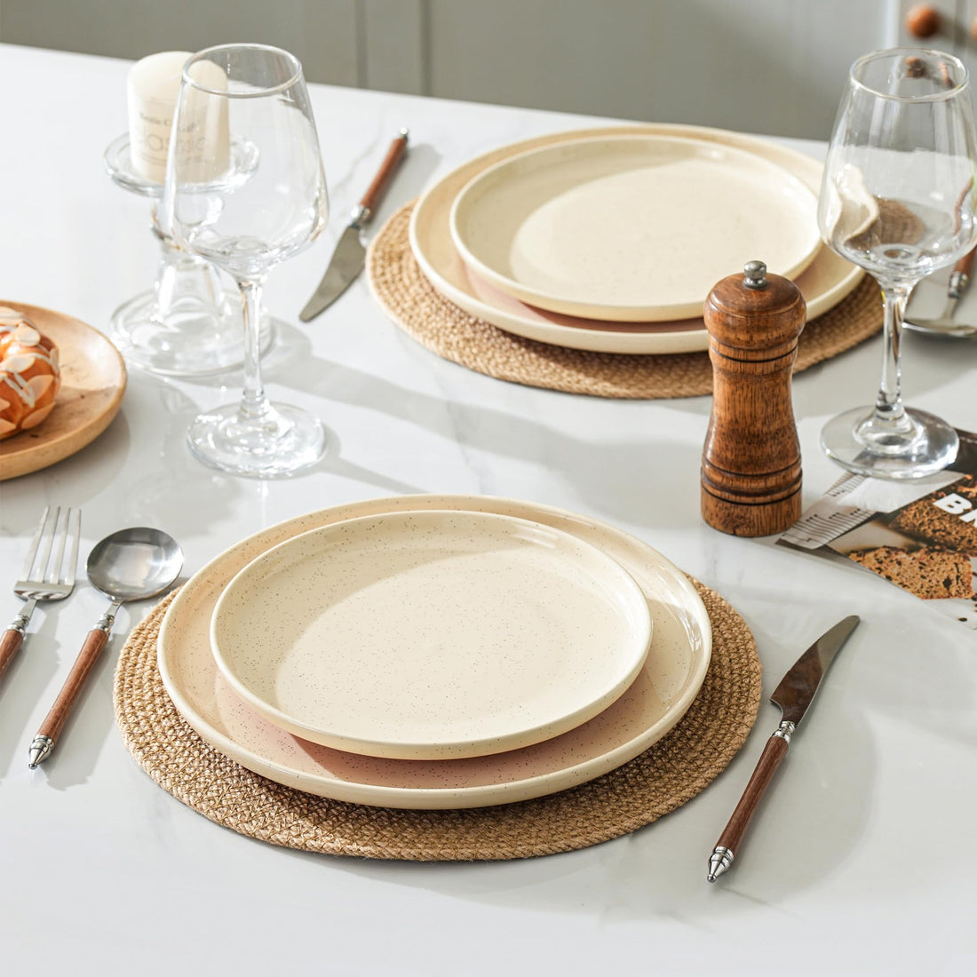 10.25" Ceramic Dinner Plates Set of 4 – Speckled Stoneware Plates