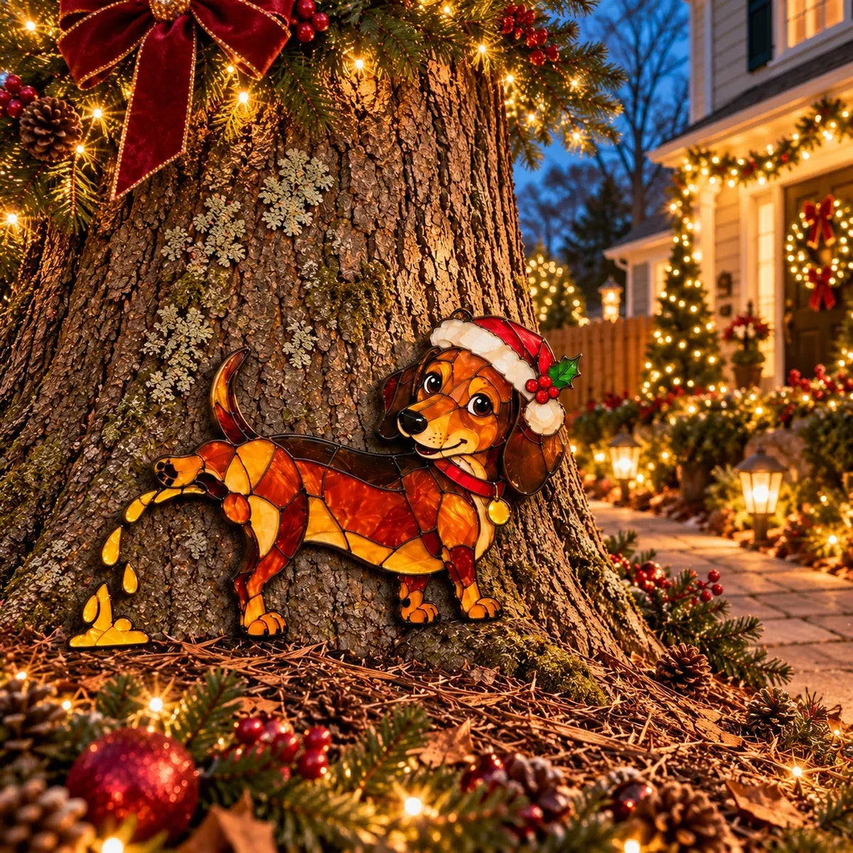 Funny Peeing Dachshund Christmas Decoration