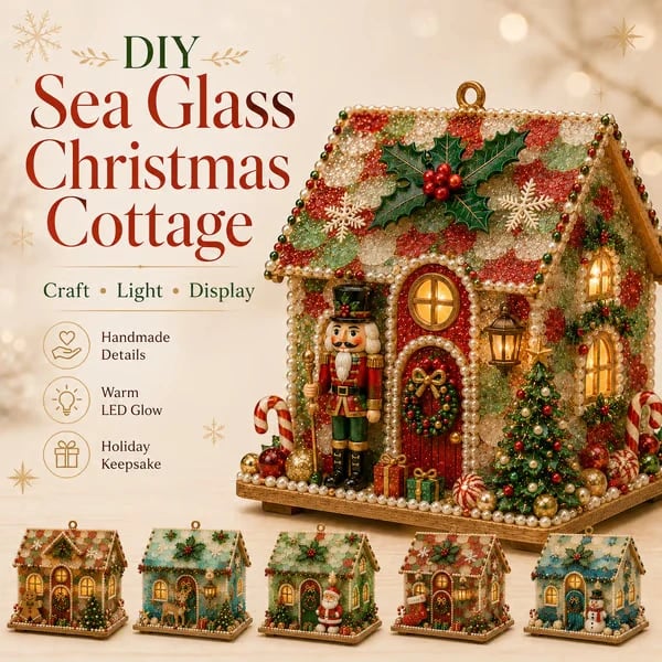 DIY Glowing Coastal Glass-Style Christmas Cottage Kit Collection
