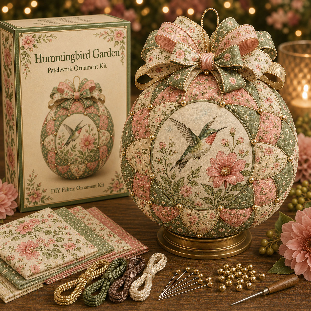 Garden & Birds Patchwork Ornament DIY Kit