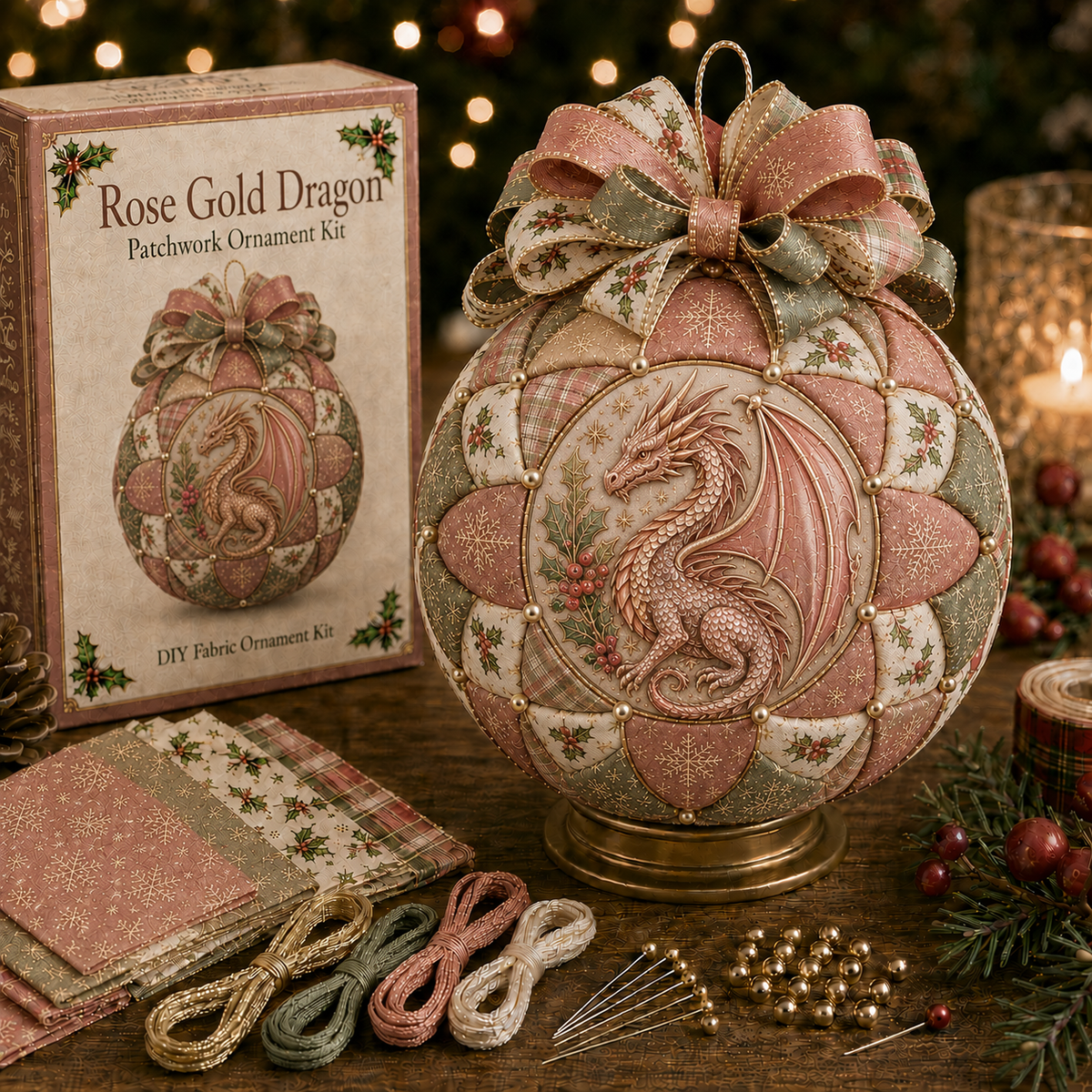 Christmas Dragon Patchwork Ornament DIY Kit