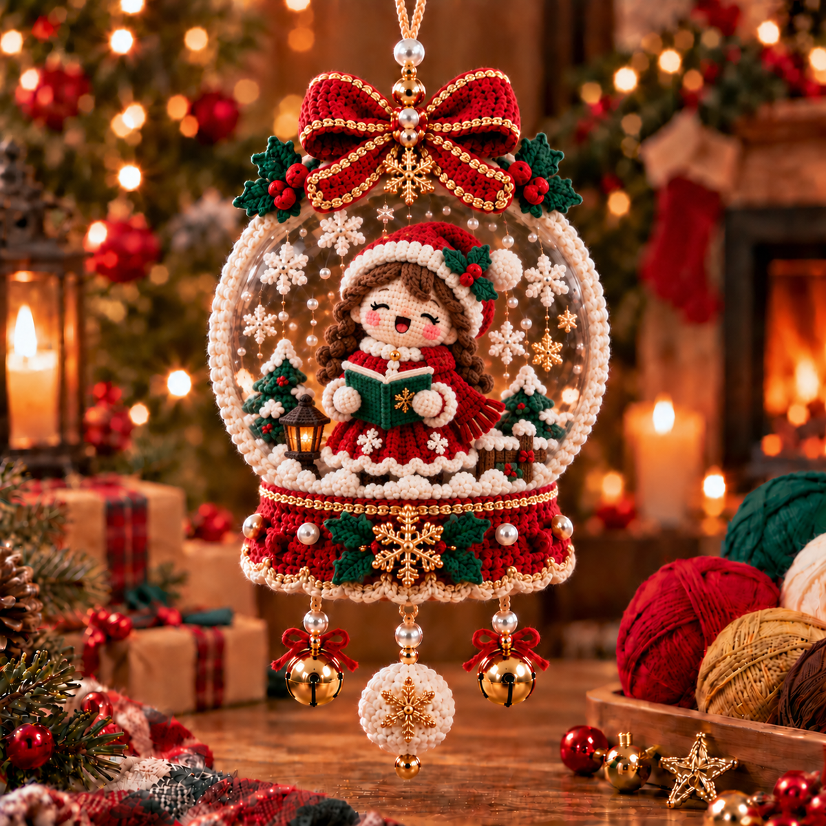 Crochet Christmas Snow Globe Ornament Collection