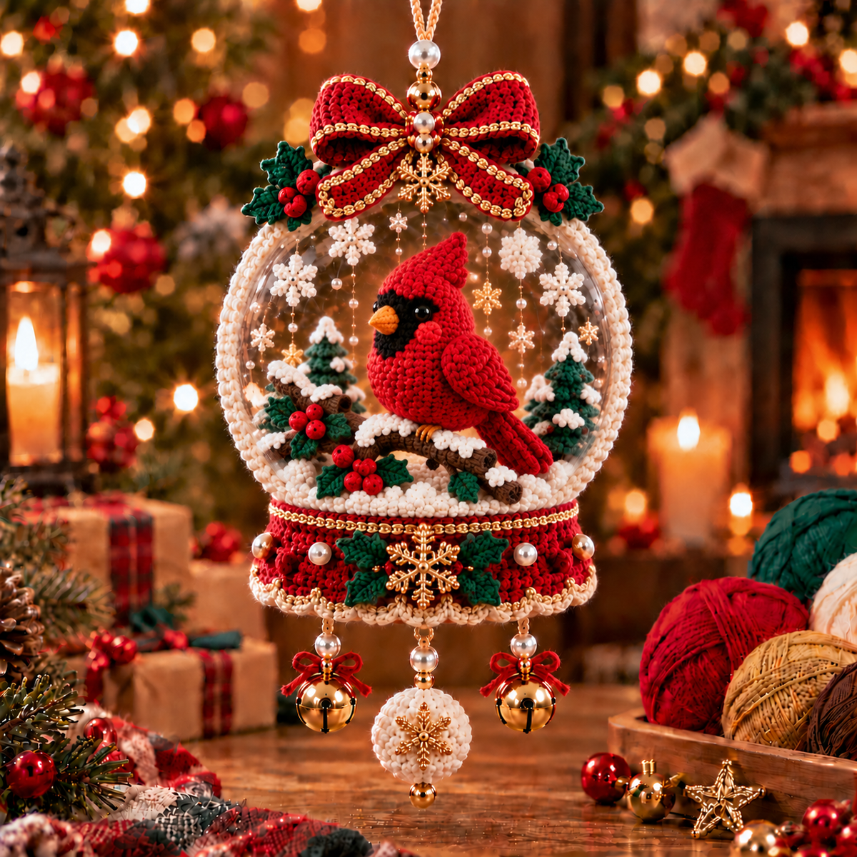 Crochet Christmas Snow Globe Ornament Collection