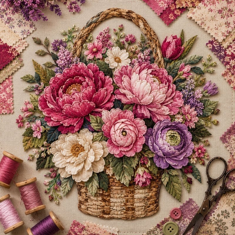 Premium Floral Basket Patchwork DIY Kit