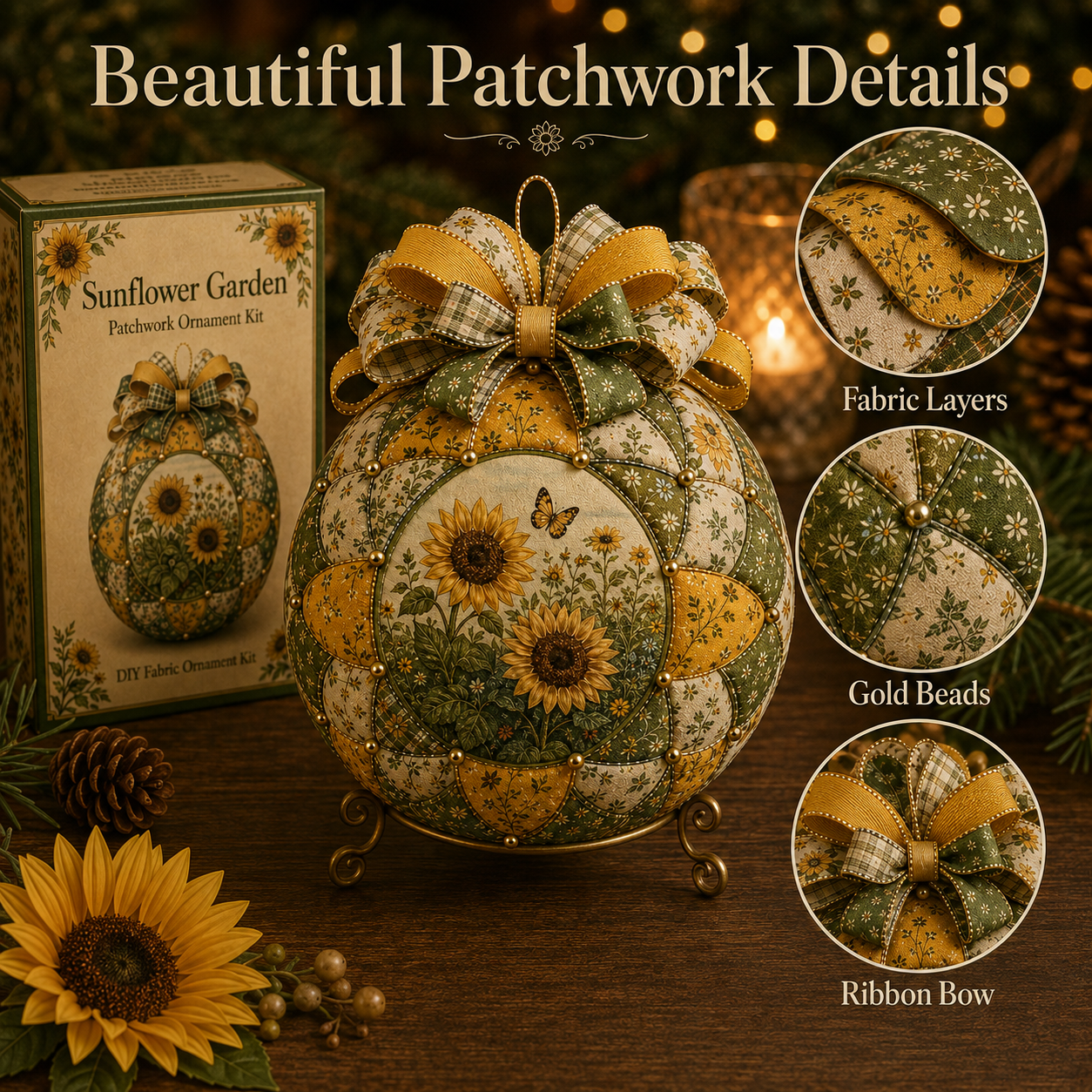 Garden & Birds Patchwork Ornament DIY Kit