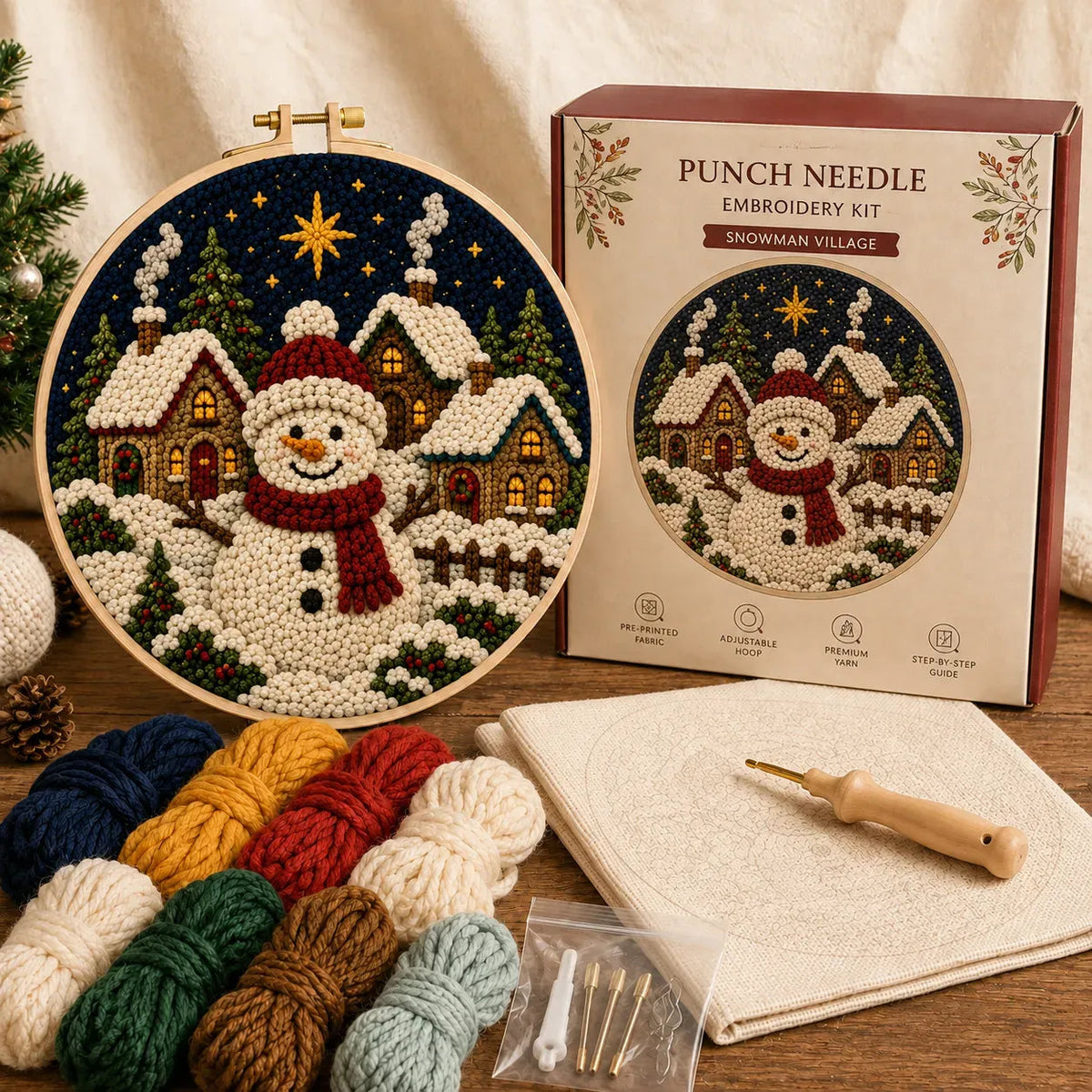 Beginner-Friendly Christmas Punch Needle DIY Kit