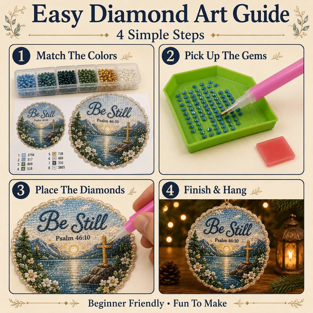 Beginner-Friendly Scripture Pearl Diamond Art Ornament DIY Kit