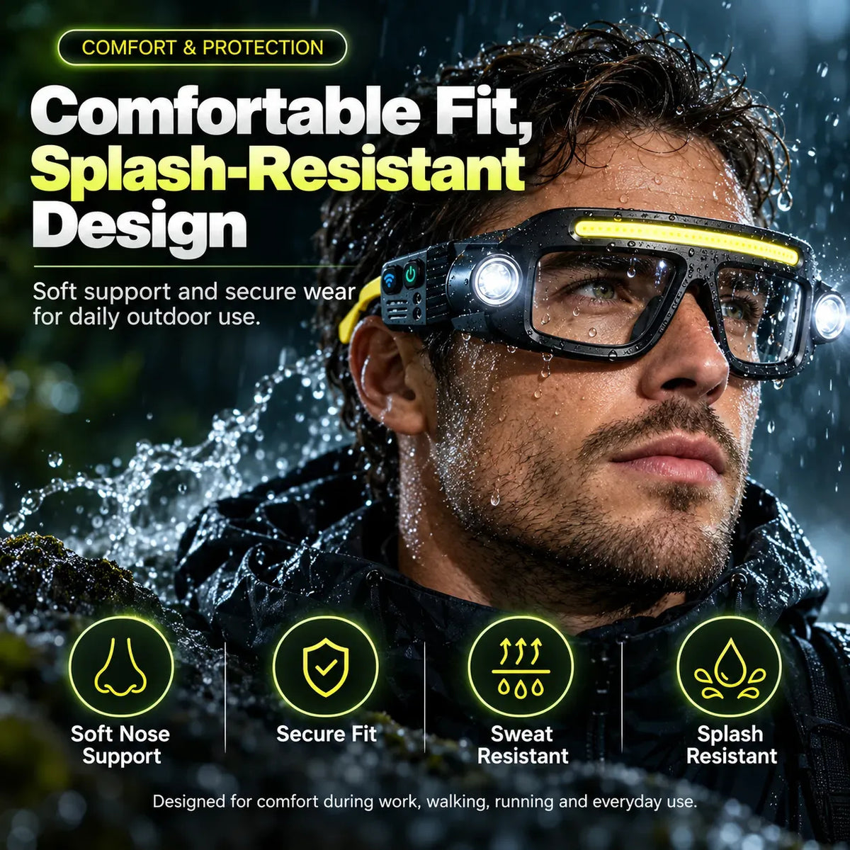 Rechargeable LED Light Glasses with 5 Modes & Wave Sensor