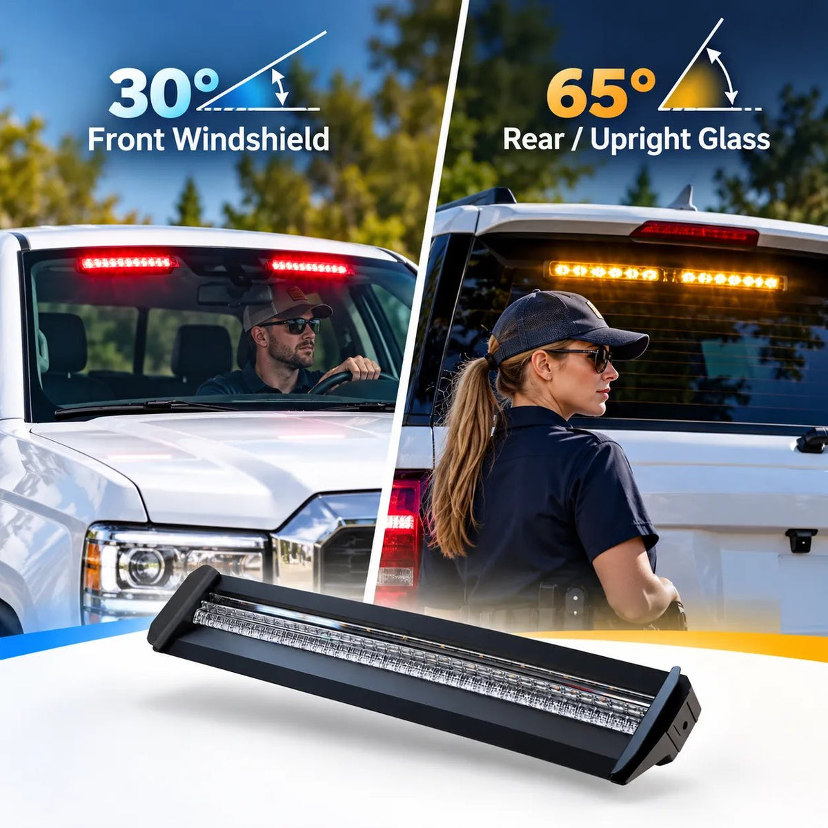 3-Color LED Windshield Warning Light Bar