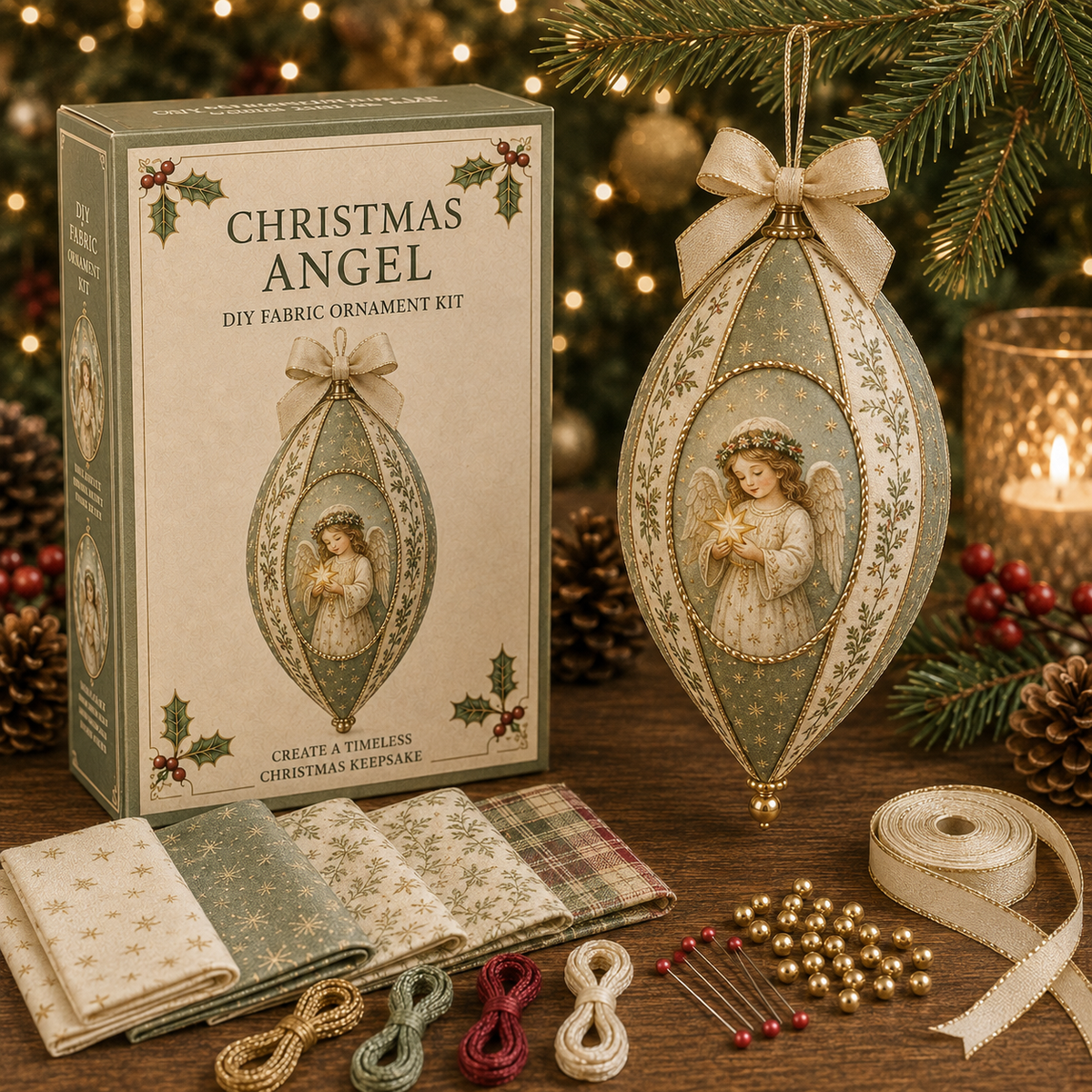 Vintage Christmas Fabric Ornament DIY Kit