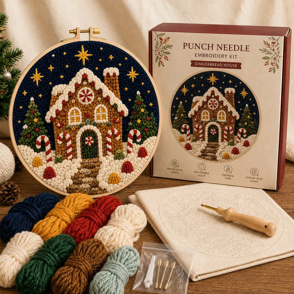 Beginner-Friendly Christmas Punch Needle DIY Kit