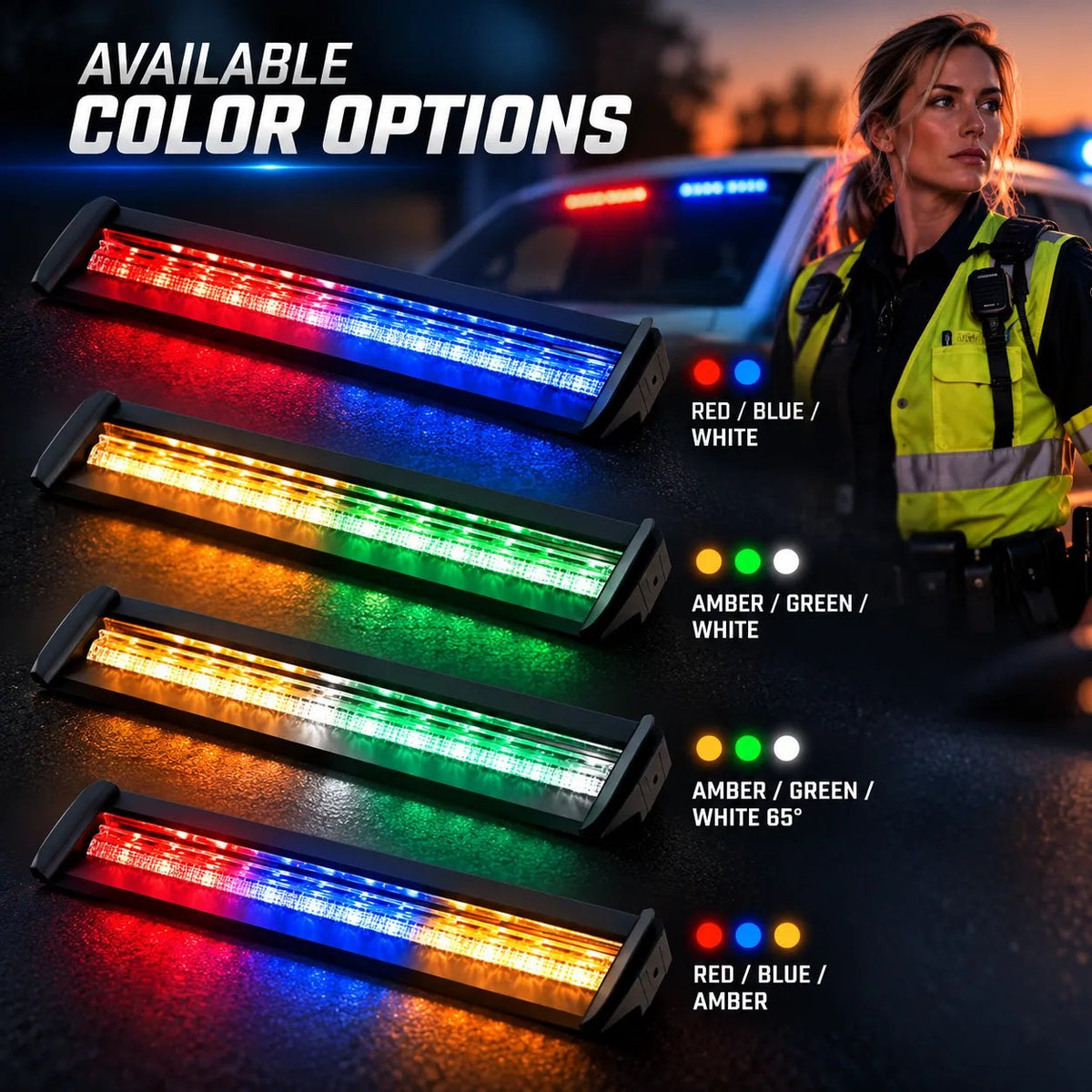 3-Color LED Windshield Warning Light Bar