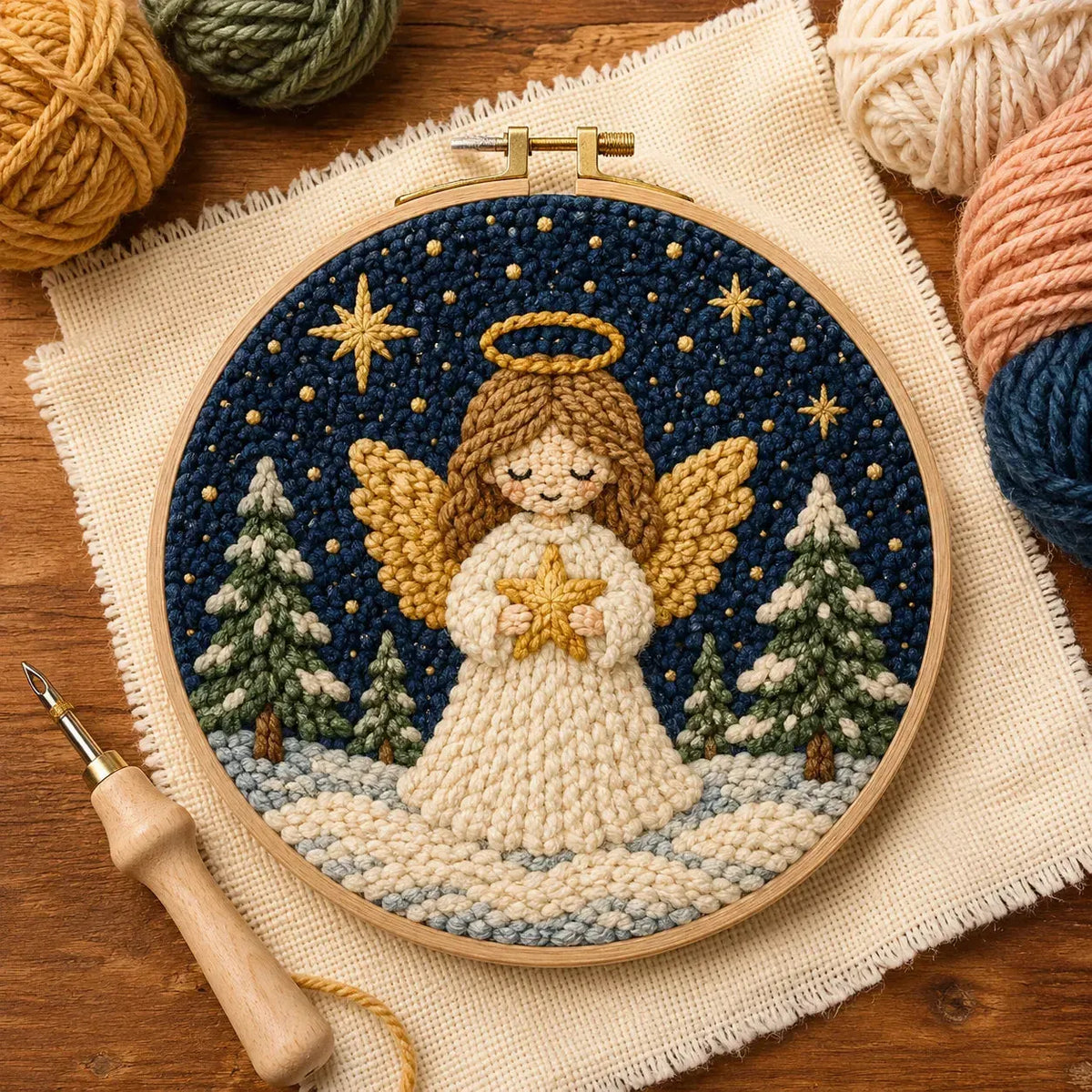 Beginner-Friendly Christmas Punch Needle DIY Kit