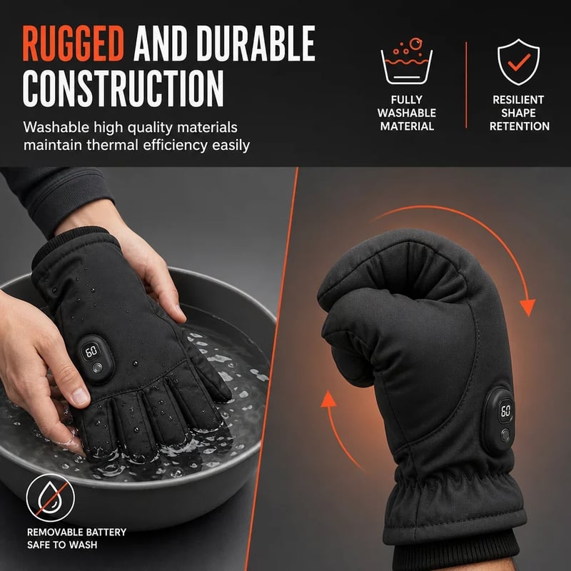 Electric Heated Gloves — Touchscreen & 5-Level Heat Control