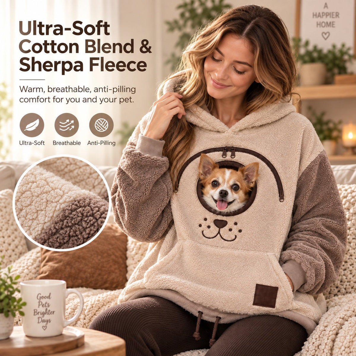 Cozy Pet Carrier Hoodie — Built-In Pouch for Cats & Small Dogs