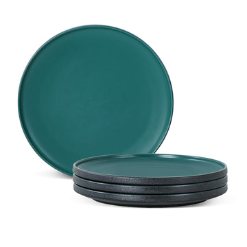 8" Ceramic Salad & Dessert Plates Set of 4 – Modern Green Stoneware