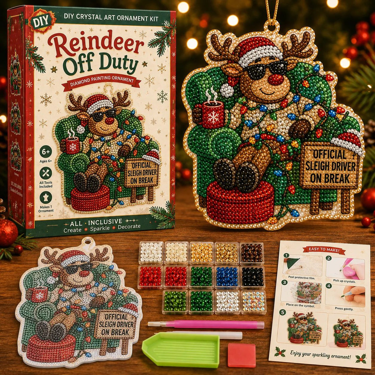 Beginner-Friendly Funny Christmas Pearl Diamond Art Ornament DIY Kit