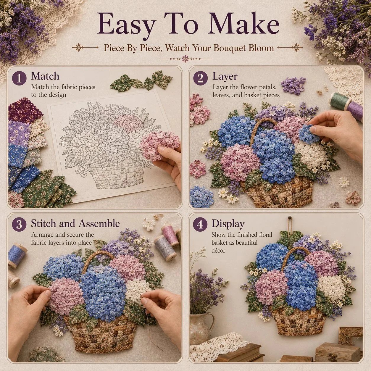 Premium Floral Basket Patchwork DIY Kit