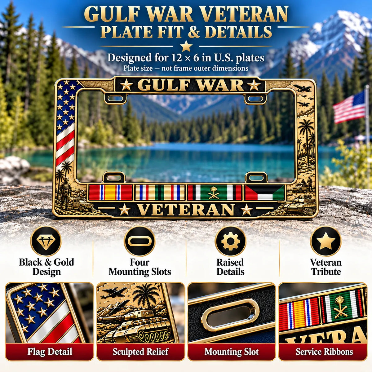 Gulf War Veteran Commemorative License Plate Frame