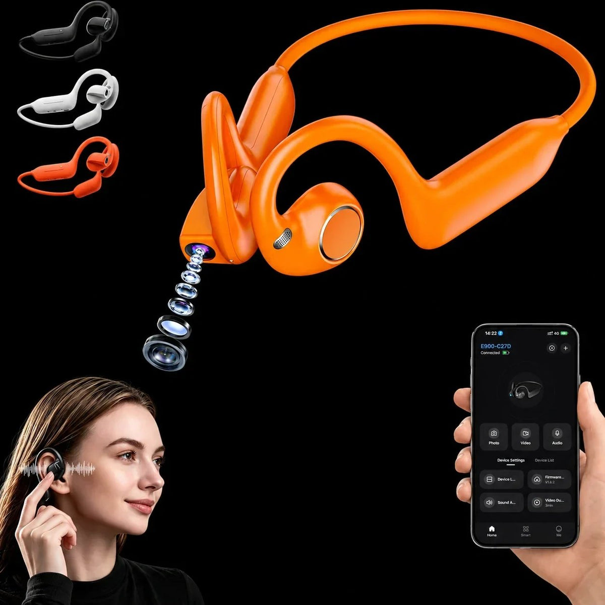 AI Camera Open-Ear Headphones