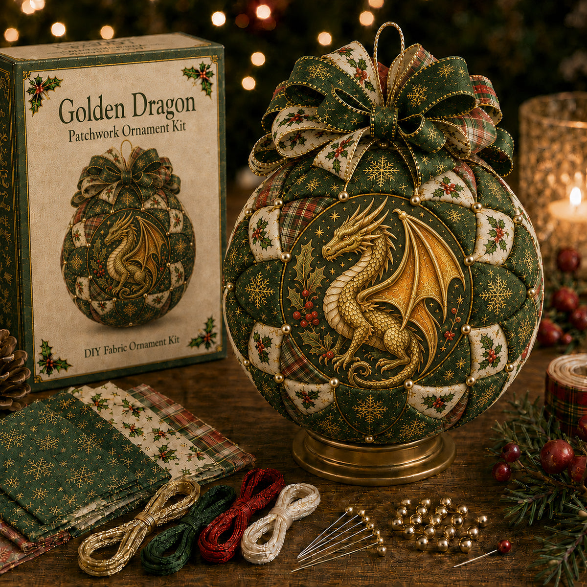 Christmas Dragon Patchwork Ornament DIY Kit