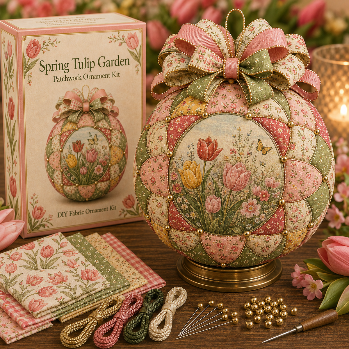 Garden & Birds Patchwork Ornament DIY Kit