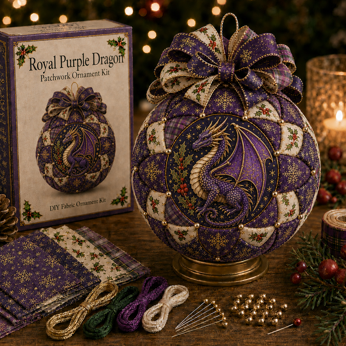 Christmas Dragon Patchwork Ornament DIY Kit