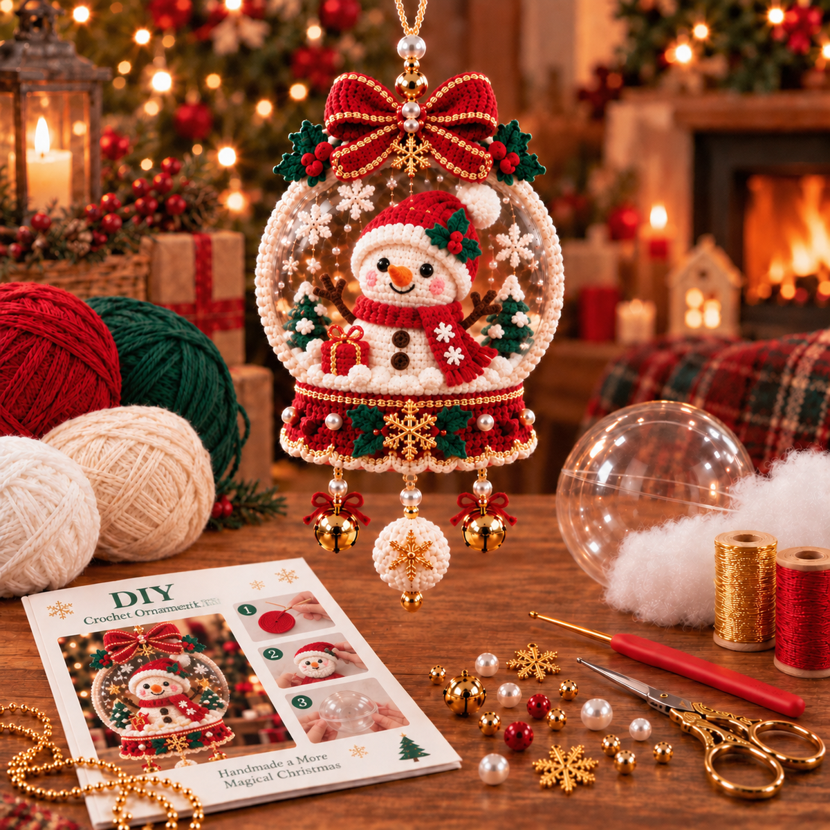 Crochet Christmas Snow Globe Ornament Collection