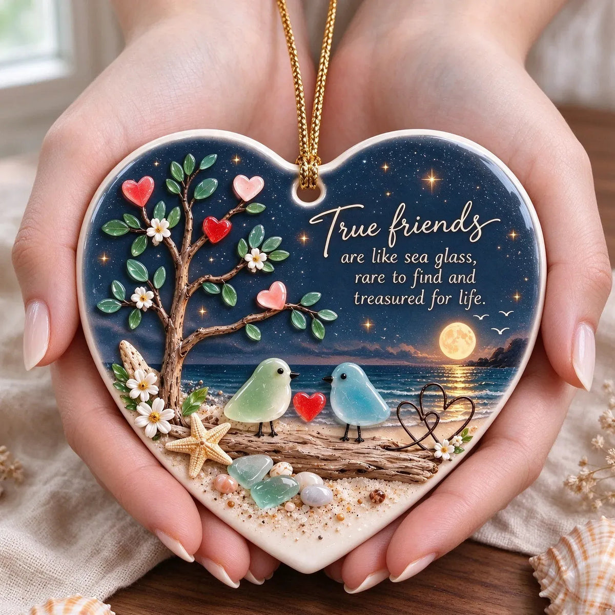 True Friends Sea Glass Ornament Keepsake