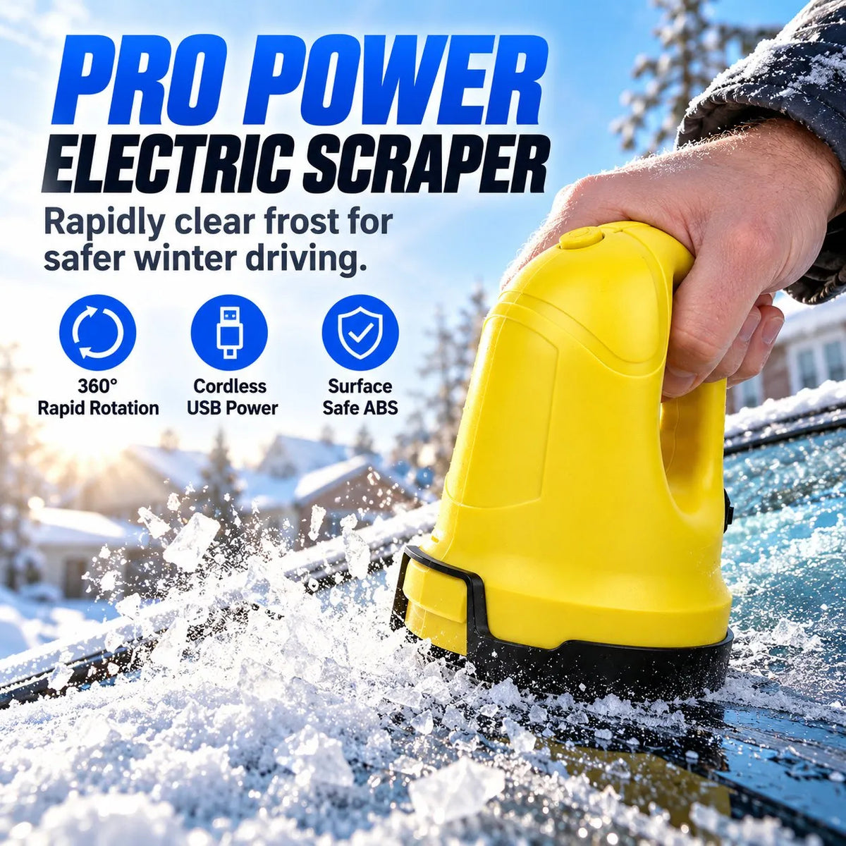 Electric Car Ice Scraper USB Rechargeable Winter Window Snow Removal Tool