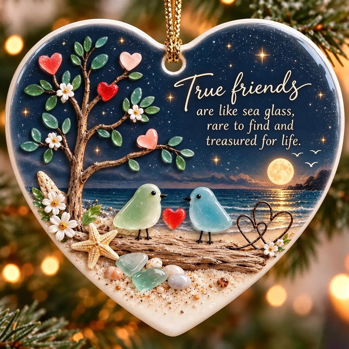 True Friends Sea Glass Ornament Keepsake