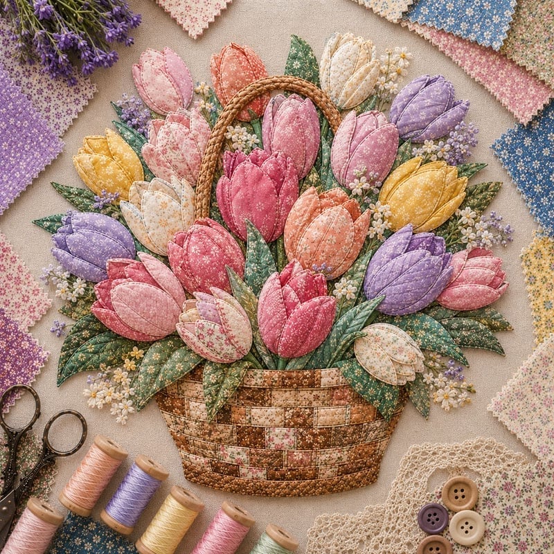 Premium Floral Basket Patchwork DIY Kit